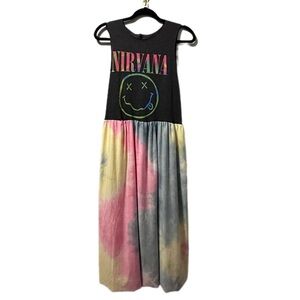 Nirvana dress up cycled tie dye raw hem neck and arms handmade